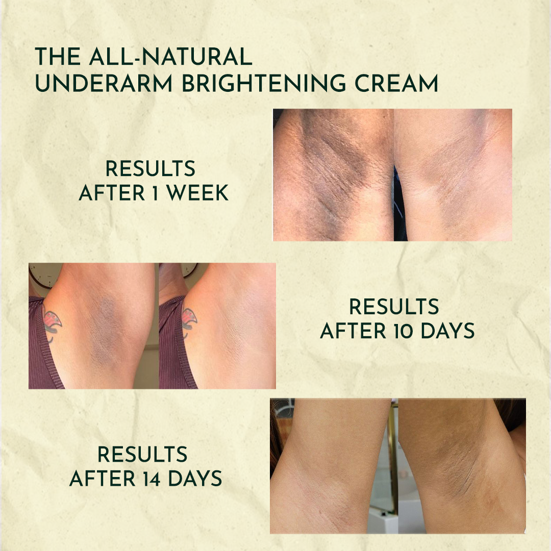 Before and After Pictures of customers after using The All Natural Underarm Brightening Cream