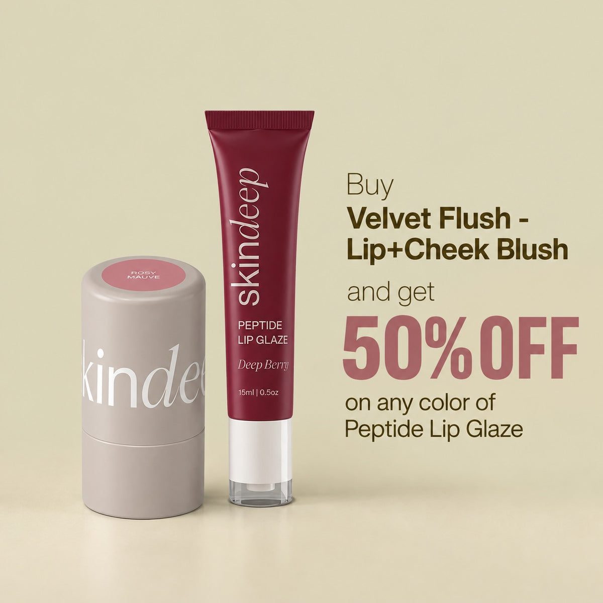 Velvet Flush - Lip+Cheek Blush + Peptide Lip Glaze