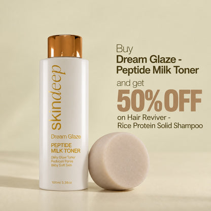 Dream Glaze - Peptide Milk Toner + Hair Reviver - Rice Protein Solid Shampoo